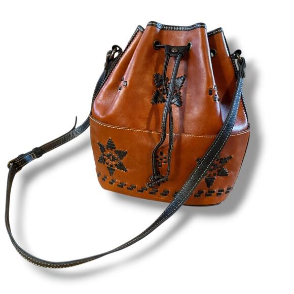 Patricia Nash Brindisi Leather Bucket Bag Western Boho Stitching Handbag main image 6